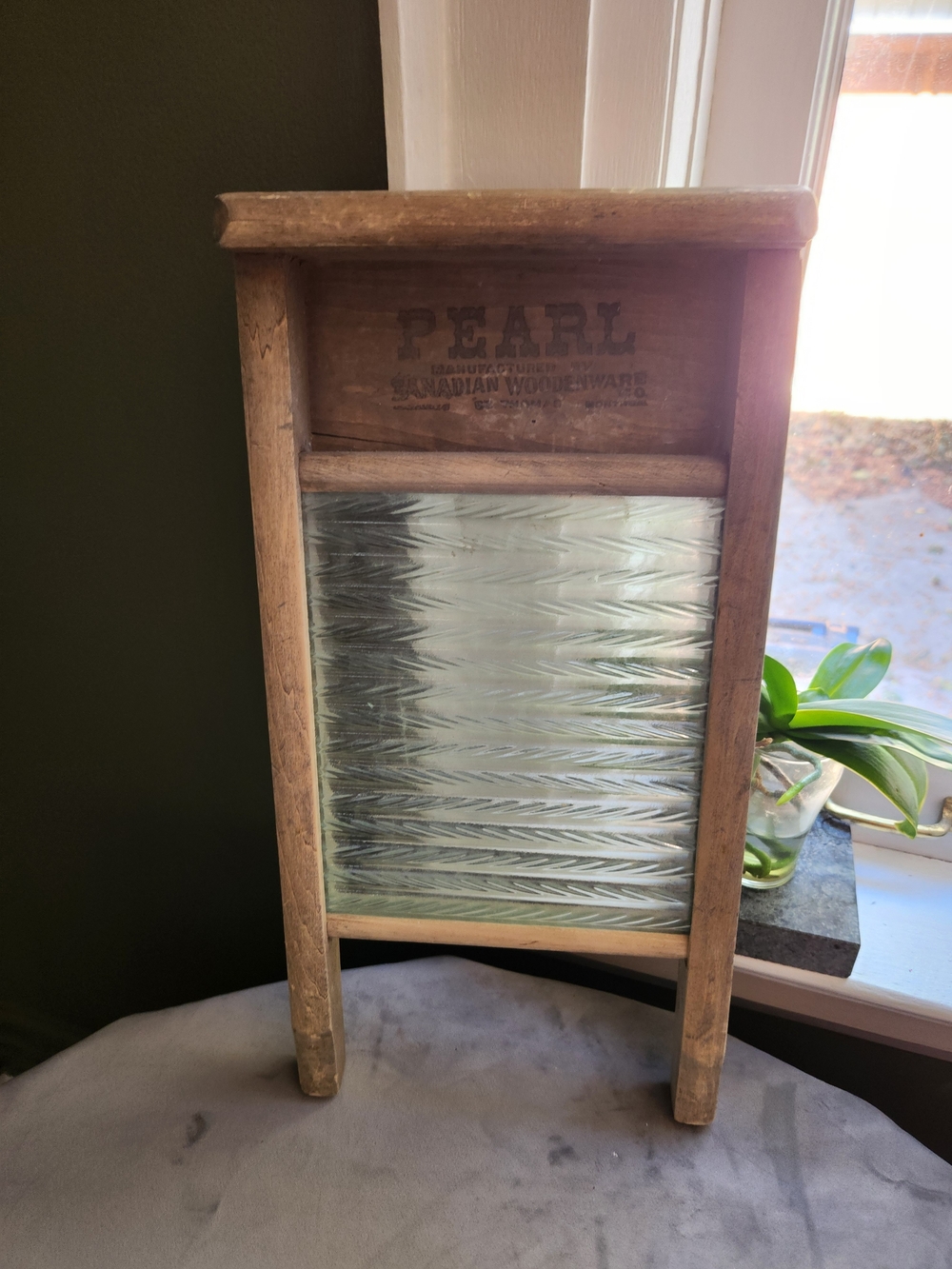 Pearl Vintage Washboard Antique Wood and Glass Cottagecore Decor